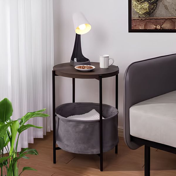 Mesa Auxiliar Redonda Blanca 2 Niveles 🌿-STK-1218