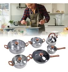 Juego de Sartenes 12 Pzs con Mango Madera🍳🔥-STK-1276