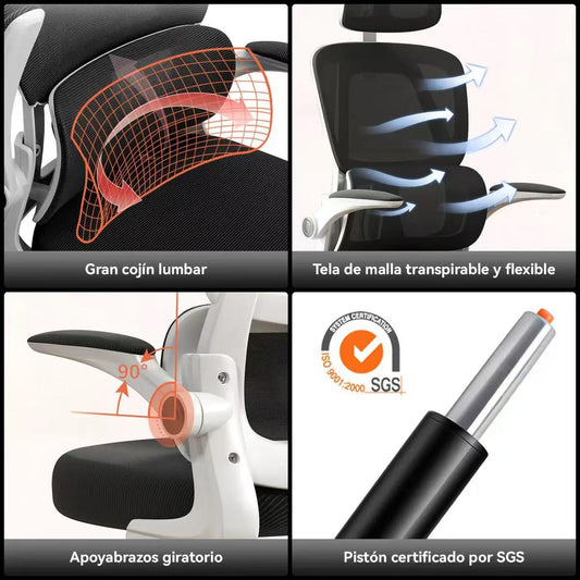 Silla ergonómica blanca - lateral