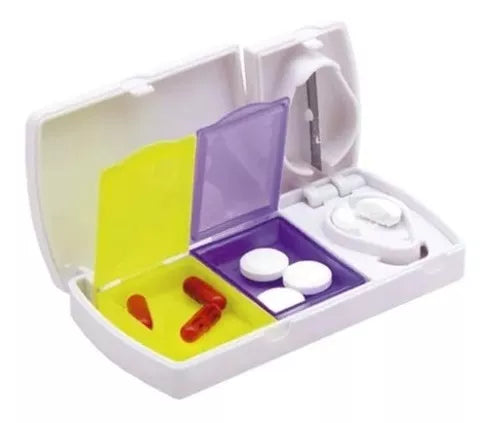Pastillero con Cortador - 2 Contenedores 💊✨-STK-651