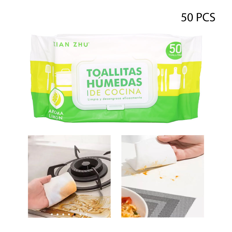 Toallitas Húmedas para Cocina 50un 🧽✨-STK-568